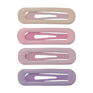 Set of four pastel oval hair clips in beige, pink, light purple, and dark purple colors