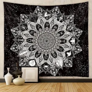 Wall Tapestry Polyester Hanging Cloth For Bedroom Decor Bohemian Mandala Zodiac Moon Phase Mushroom Butterfly Nature Retro