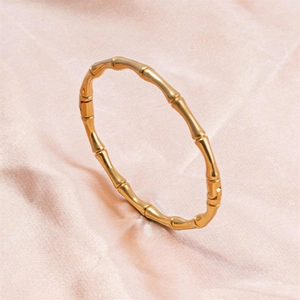 Minimalist Bamboo Joint Bangle Stainless Steel Adjustable Open Bracelet High End Luxury Jewelry For Women
