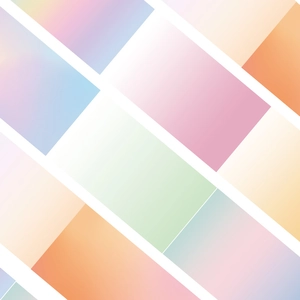 Detailed view of colorful gradient stickers with pastel colors in geometric grid layout
