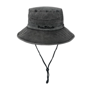 Washed Canvas Cotton Bucket Hat Wide Brim Outdoor Boonie Hat With Adjustable Drawstring Distressed Sun Protection