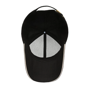 Classic black baseball cap with contrast trim and adjustable golden metal buckle