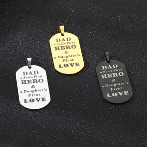Three steel military dog tags in silver gold and black with Dad Hero laser engraving