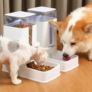 Automatic Pet Feeder And Waterer Gravity Food Water Dispenser PP Plastic Large Capacity Transparent Tank For Cats Dogs
