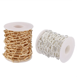 Rollos de 5m de cadenas de clip doradas y plateadas para creación de joyas collares DIY