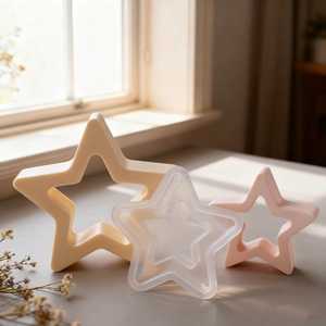 Set of three star shaped silicone molds in various sizes for DIY resin and plaster crafts