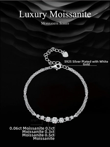 Detail showing S925 sterling silver chain with moissanite stones and weight marks