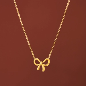 Bowknot Pendant Necklace Stainless Steel Minimalist Elegant Sweet Jewelry For Women