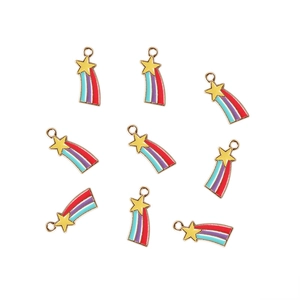 Rainbow star alloy charms for DIY jewelry making in various vibrant enamel colors