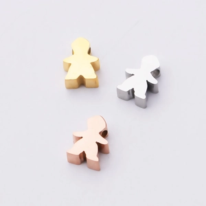 Cartoon Girl Figure Small Hole Beads Stainless Steel Mirror Polished DIY Jewelry Making Accessories For Bracelets Necklaces