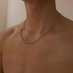Herren Titanstahl Goldene Kordelkette mit klassischem gedrehtem Spiraldesign für Männer