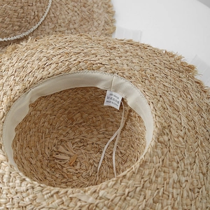 Cappello da sole in paglia di carta da donna con trama intrecciata e fascia regolabile
