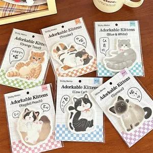 Cute kitten sticky notes set with six unique cat designs for planners and journaling