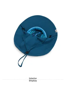 Interior view of kids sun hat with breathable mesh lining and adjustable windproof strap