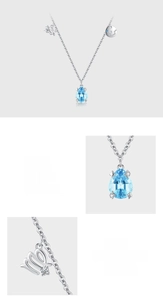 Detaillierte Makroansicht der S925 Sterlingsilber Kette mit Aquamarin Zirkon Tropfenanhänger
