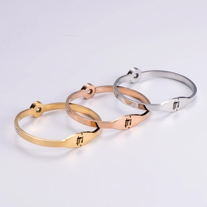 Polished titanium steel Roman numeral spring bracelet set in gold, rose gold, and silver
