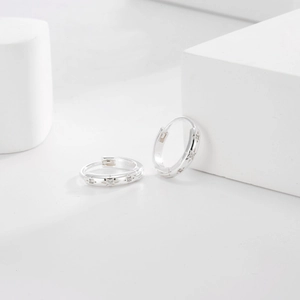 Minimalist S925 sterling silver hoop earrings with engraved stars and zircons