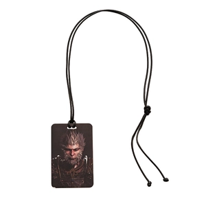 Square stainless steel Black Myth Wukong pendant necklace with black cord for gamers