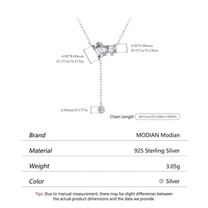 S925 sterling silver geometric Y-necklace with emerald-cut cubic zirconia and 45cm chain