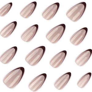 Faux ongles œil de chat pailletés avec pointes françaises rouges en forme d'amande