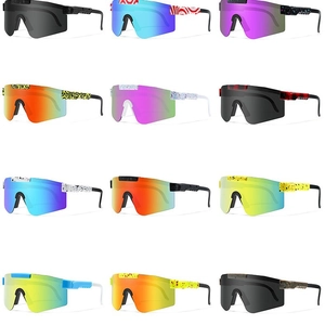Collection of 12 stylish sports cycling sunglasses with diverse frames and mirrored lenses