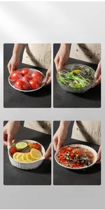 Universal elastic food covers used for sealing fresh vegetables and bowls of fruit