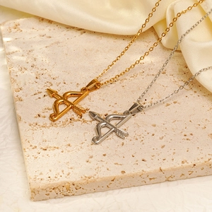 Cupid Arrow Pendant Necklace Stainless Steel 18K Gold Plated Minimalist Trendy Jewelry For Women Men Gift Accessory