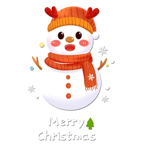 Christmas snowman window sticker with red antlers and Merry Christmas greeting