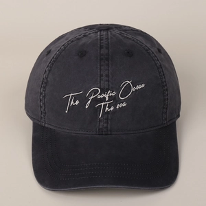 Classic vintage grey baseball cap with Pacific Ocean embroidery and curved brim