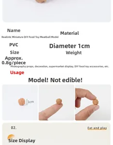 Macro detail of 1cm miniature PVC meatballs with realistic texture for DIY crafts