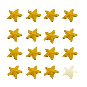 Detailed grid of 16 yellow star patches with textured silicone and faux stitch details
