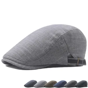 Vintage Plaid Flatcap Baumwolle Polyester Verstellbare Schiebermütze Atmungsaktive Sonnenschutz Baskenmütze