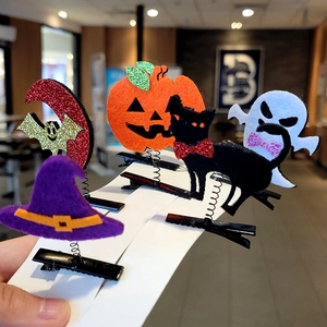 Set de barrettes d'Halloween avec citrouille, fantôme et chauve-souris à ressort
