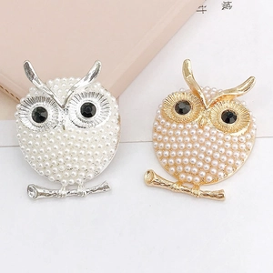 Owl Charms Alloy Artificial Pearl Rhinestone DIY Jewelry Making Accessories Phone Case Decoration Animal Pendant Vintage Style