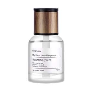 Car fragrance in 100ml glass bottle with walnut wood lid for air freshening and interior aroma