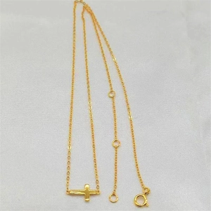 Minimalist S925 sterling silver gold cross necklace with horizontal pendant on silk