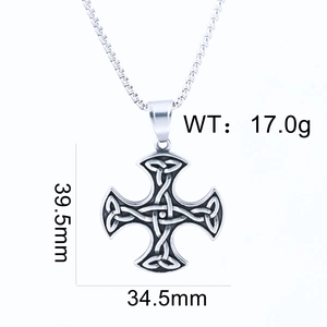 Macro view of Celtic cross pendant showing 39.5mm height and 17.0g weight details