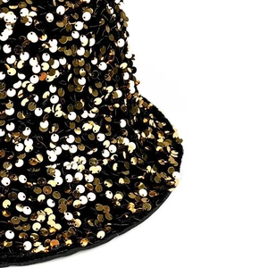 Sparkly gold leopard pattern sequin bucket hat for women with high-density stitching