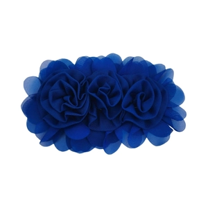 Detailed view of dark blue chiffon rose flowers for children's hair accessories