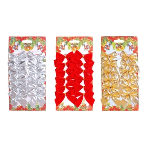 Set of 36 Christmas tree bows in gold, silver, and red velvet for festive decorations