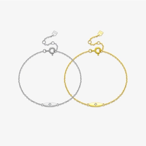 Minimalist 925 Sterling Silver Bracelet For Women With Oval Pendant And Single Zircon Adjustable Fine Chain Jewelry