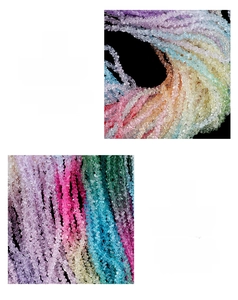 Macro shot of colorful gradient crystal glass triangle beads for DIY jewelry making