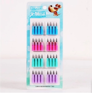 Bulk 32-piece replacement lead set for stackable pencils in blue pink green and purple