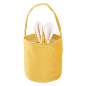 Yellow velvet Easter bunny bag with long rabbit ears and soft handle for gift basket