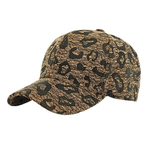 Cappellino da baseball leopardato con trama metallica color bronzo e visiera curva