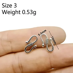 S-hook jewelry clasp size No. 3 weighing 0.53g with 15mm length and 5.5mm width