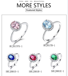Detailed close-up of 925 sterling silver rings featuring colorful oval gemstones