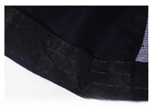 Detail of widened sweatband and high-density stitching inside the black baseball cap