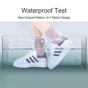 Waterproof PVC rain shoe covers with thickened anti-slip soles and drawstring closure