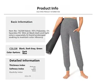 Detail view of high-waisted maternity yoga joggers with pockets and ribbed knit texture